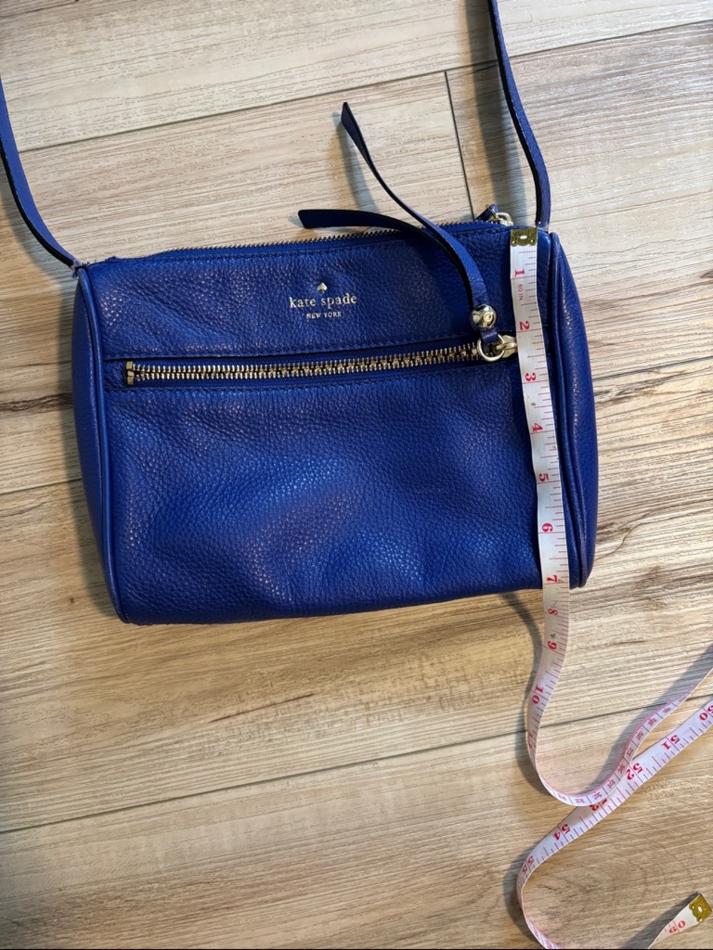 Kate Spade Kate Spade Pebbled Leather Top Zip Crossbody Sapphire - Picture 12 of 13